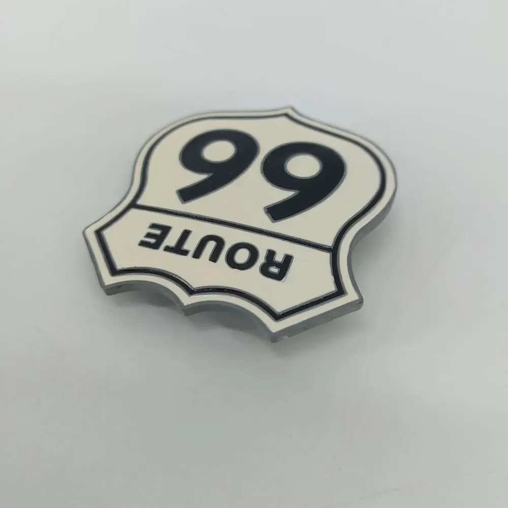 Route 66 Highway Metal Belt Buckle Road Trip Enamel White